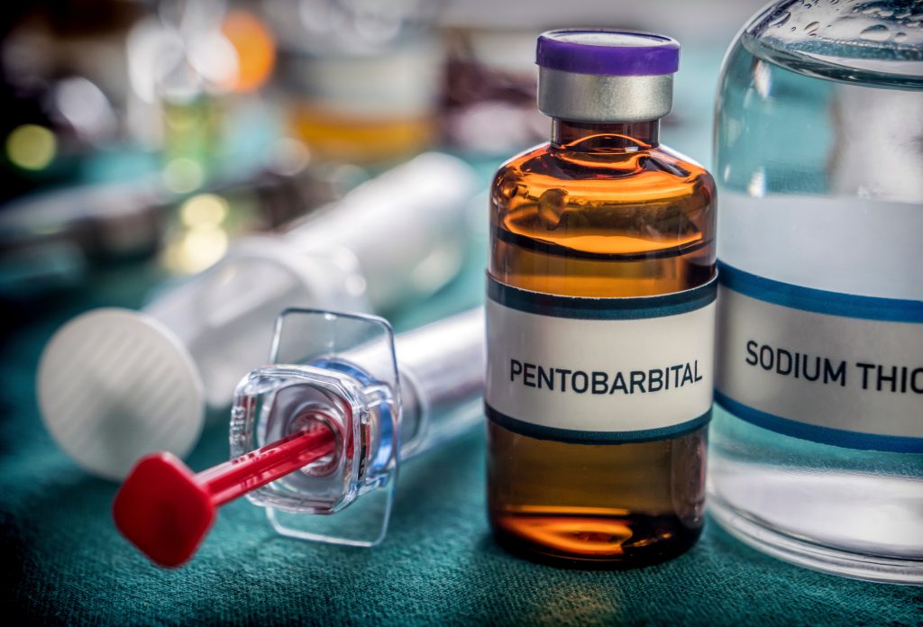 Vial With Pentobarbital Used For Euthanasia And Lethal Inyecion In A Hospital