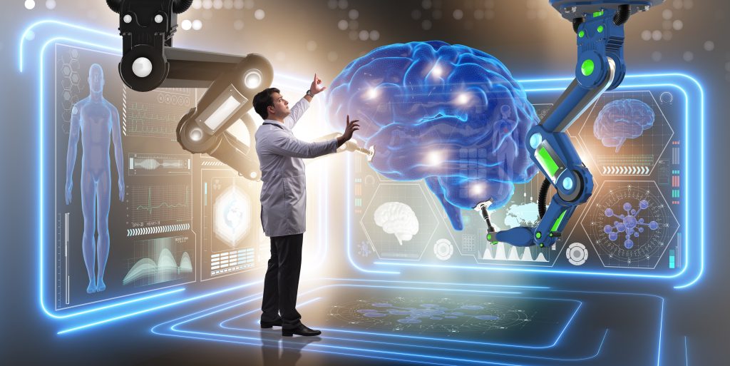 Brain surgery done by robotic arm
