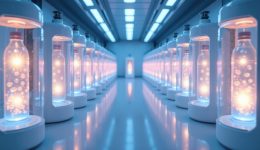 Cryopreservation Lab: Frozen Embryos or Stem Cells. Ideal for illustrating articles on fertility treatments, genetic research, medical breakthroughs, or the future of biotechnology
