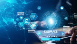 Deepfake concept ,Facial tracking, detection and recognition technology, Security system. Cyber security and Security password login online concept.