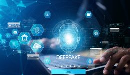 Deepfake concept ,Facial tracking, detection and recognition technology, Security system. Cyber security and Security password login online concept.